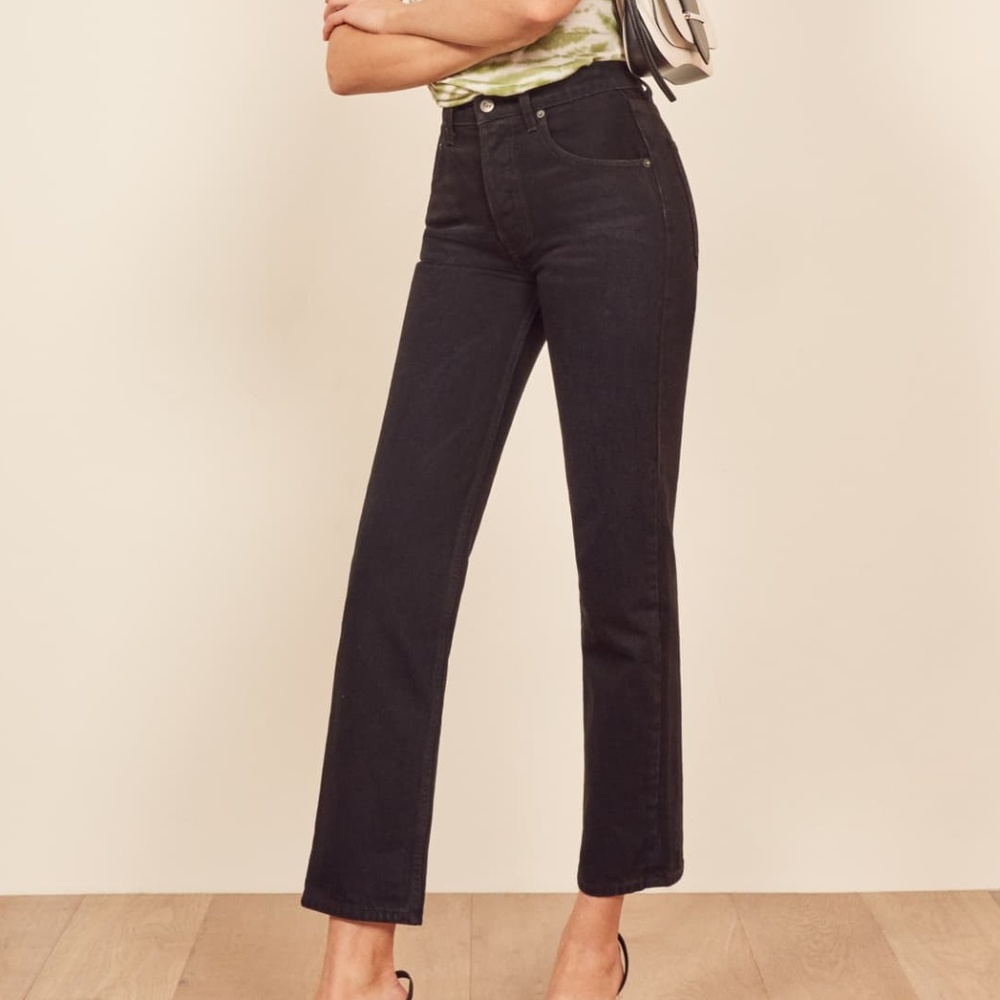 Reformation Cynthia High Relaxed Jean - Black 28
